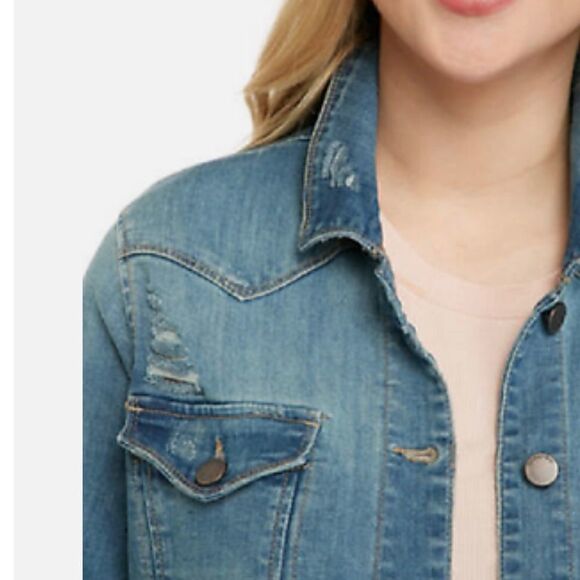 Democracy distressed, blue denim jacket. - Picture 6 of 7